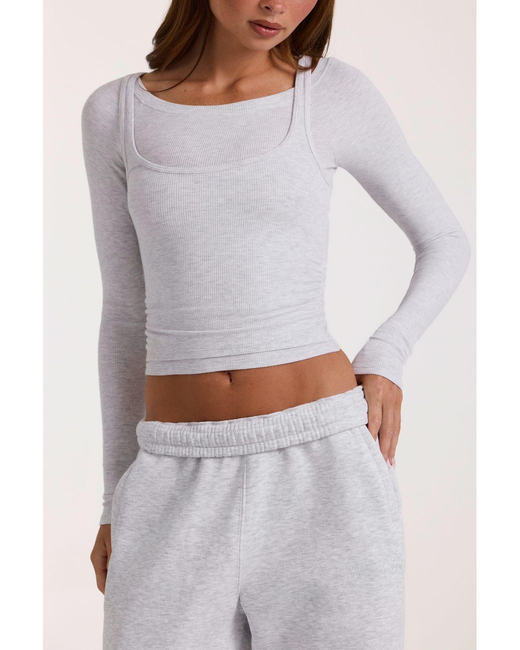 BO+TEE Gray Buttercloud Layered Top