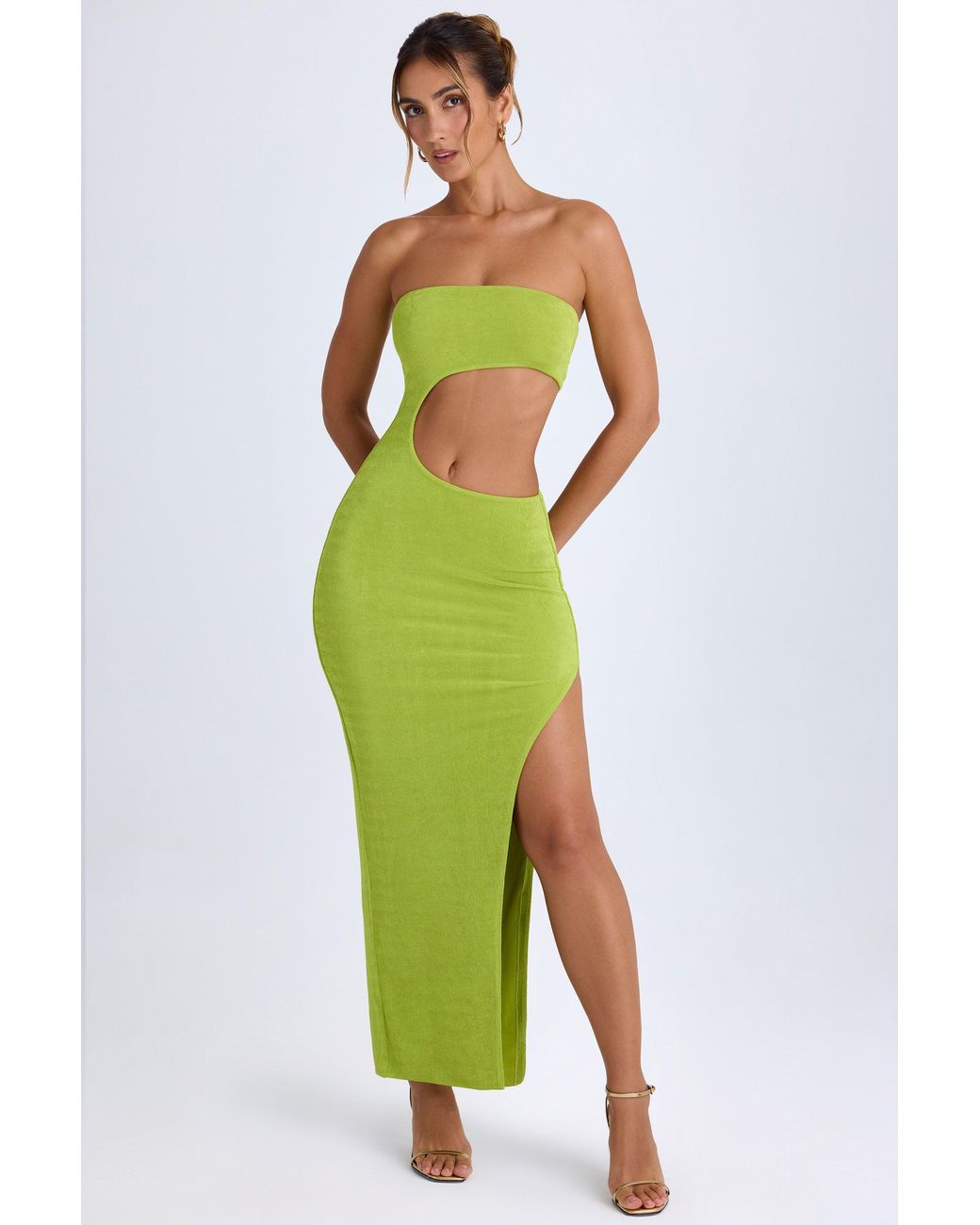 Oh Polly Green Cut-Out Bandeau Maxi Dress