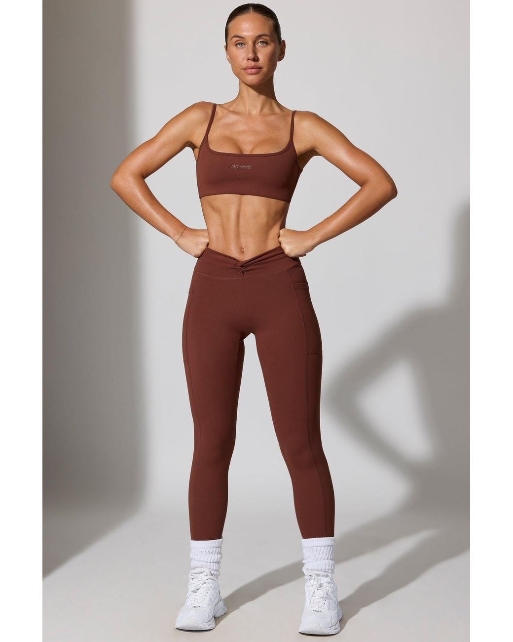 BO+TEE Brown Full Length Leggings With Pockets