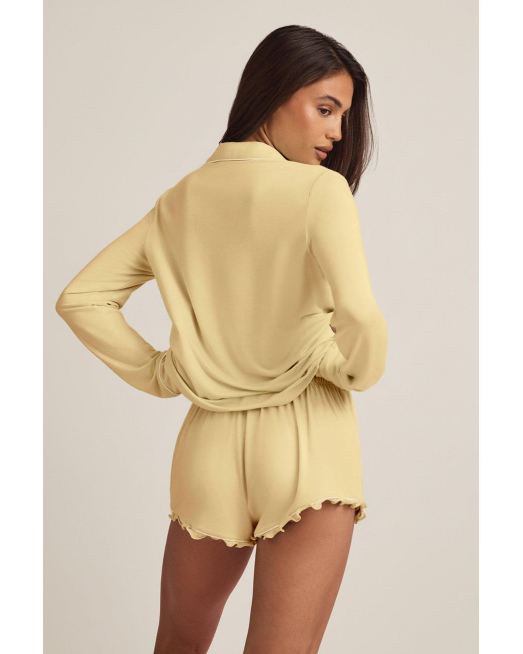 Oh Polly Yellow Modal Long-Sleeve Pyjama Top