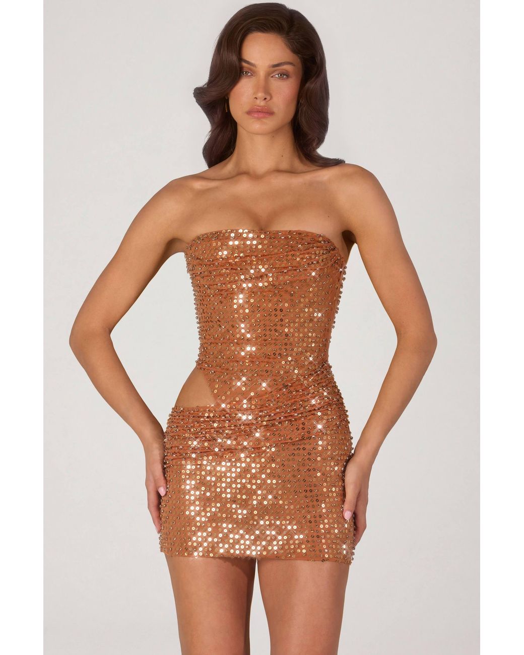Oh Polly Multicolor Embellished Cut-Out Mini Dress