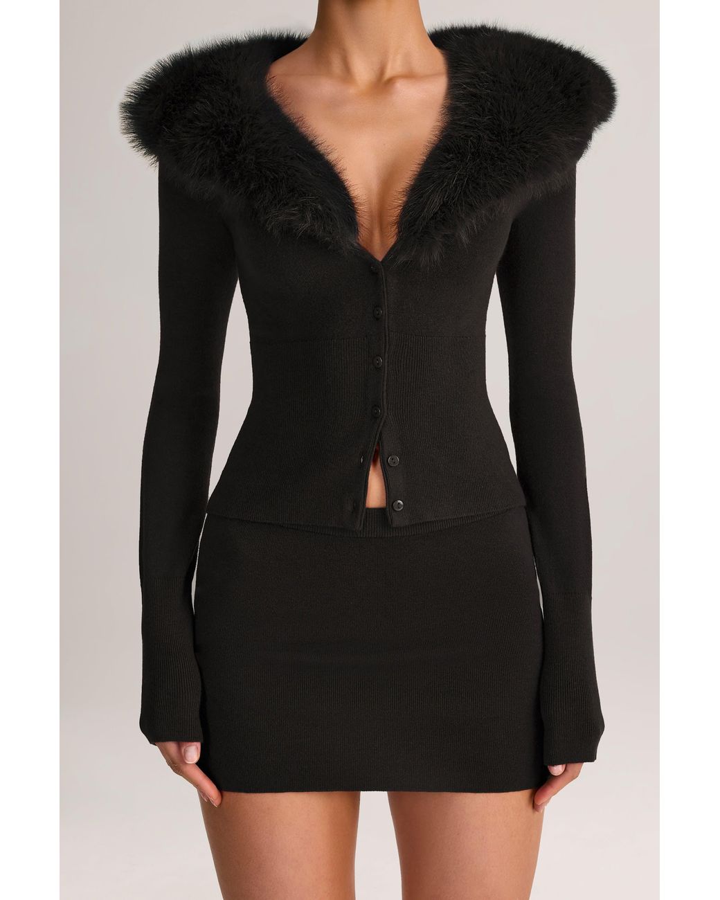 Oh Polly Black Knit Mid-Rise Mini Skirt
