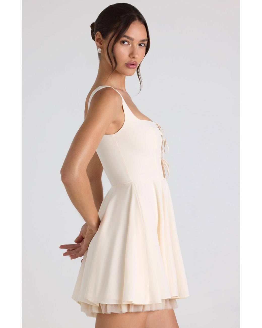 Oh Polly White Tie-Detail A-Line Micro Mini Dress