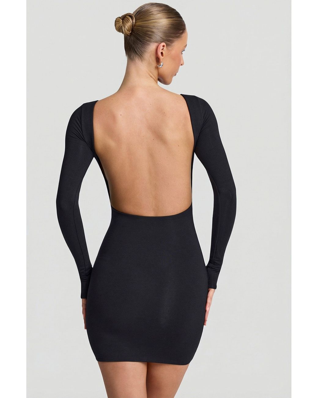 Oh Polly Black Modal Open-Back Bodycon Mini Dress