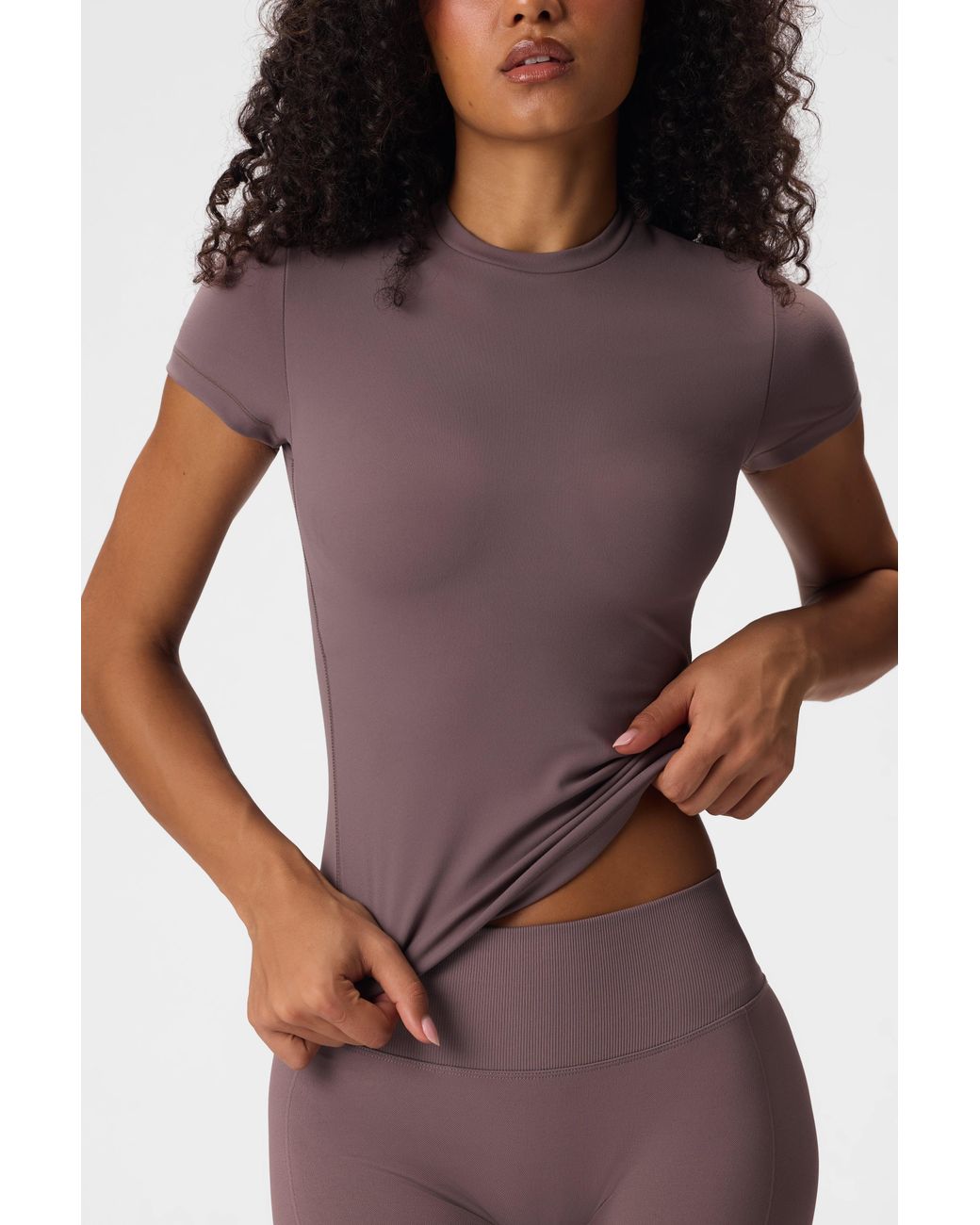 BO+TEE Gray Soft Active Short Sleeve Top