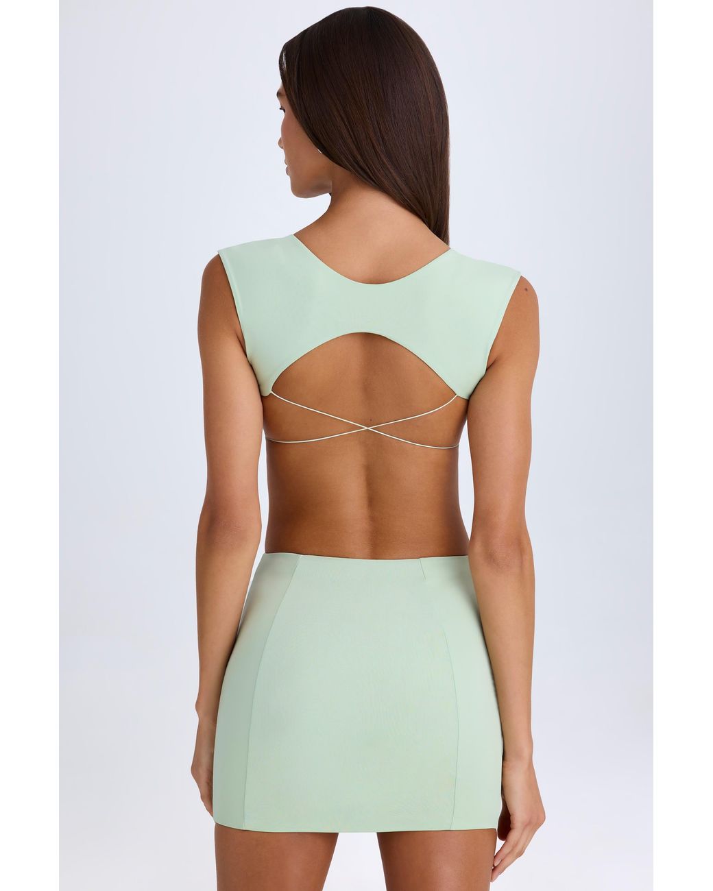 Oh Polly Green Cut-Out Lace-Up Mini Dress