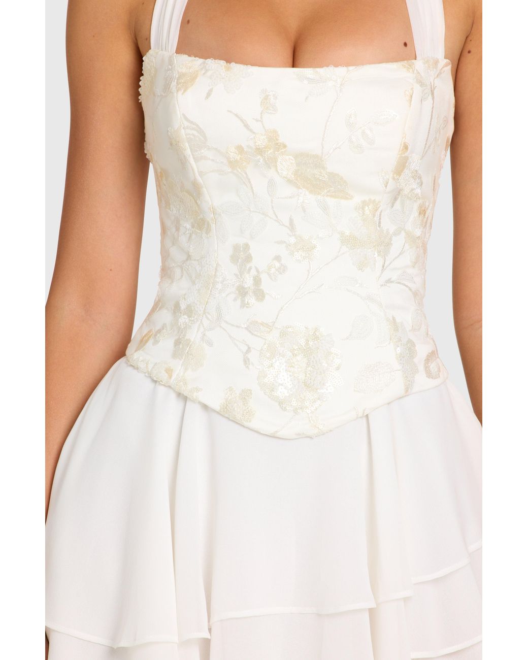 Oh Polly White Embellished Corset Mini Dress