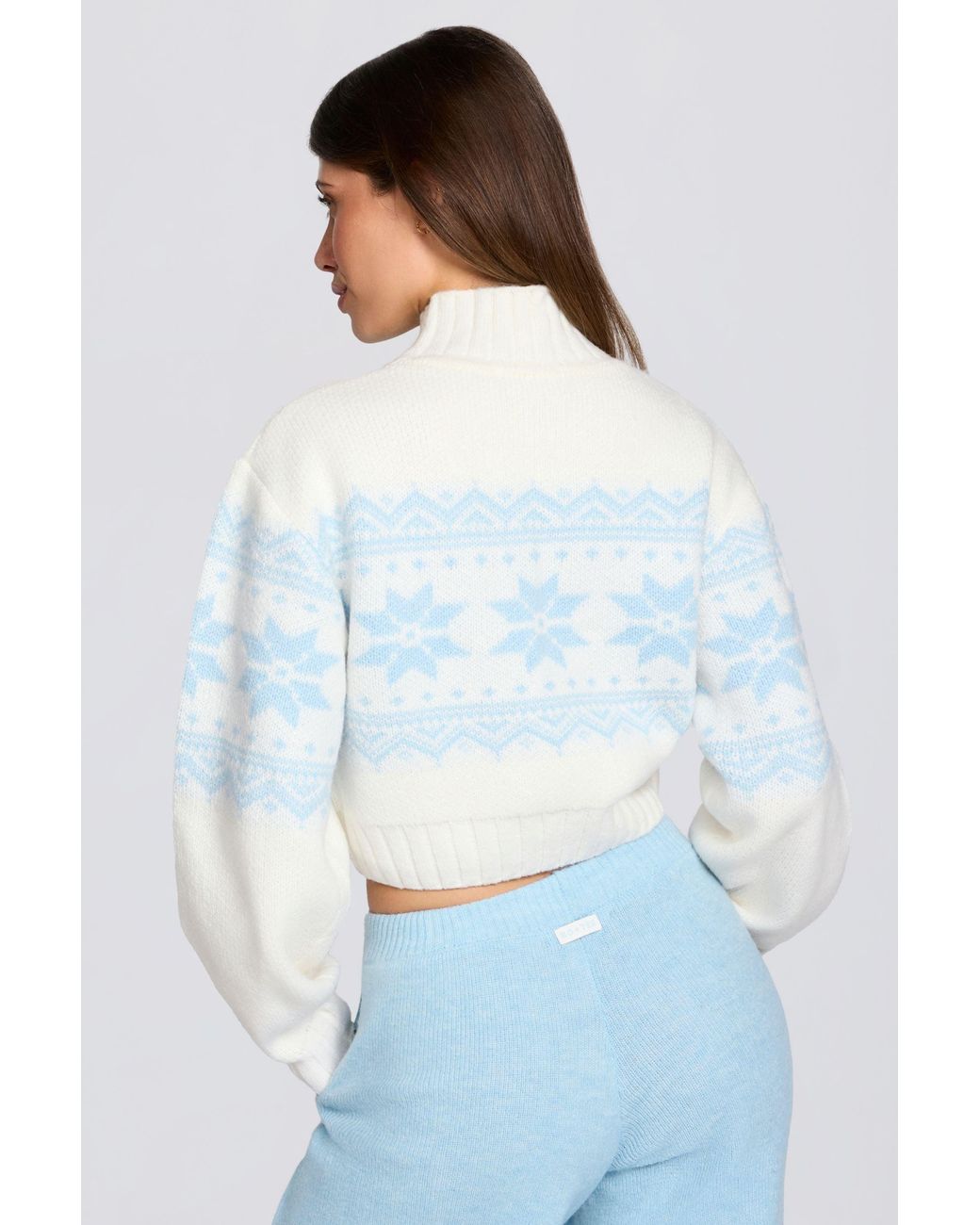 BO+TEE White Jacquard-Knit Cropped Jumper