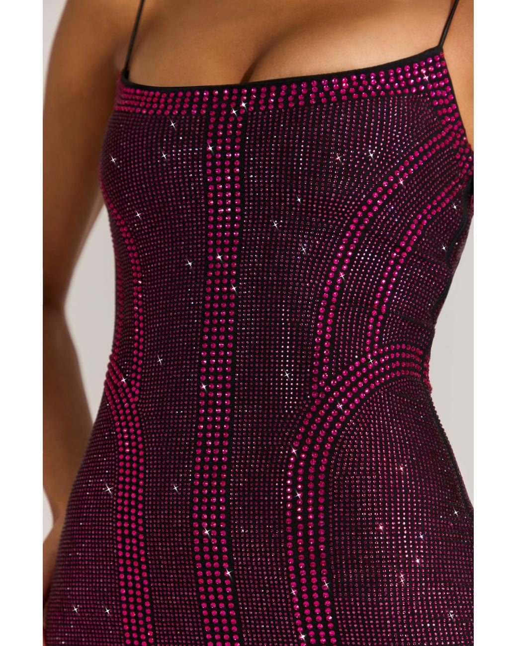 Oh Polly Pink Embellished Scoop-Neck Mini Dress