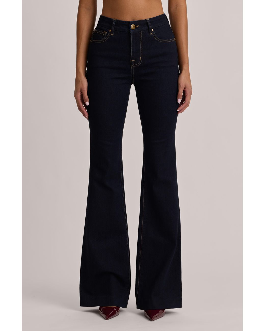 Oh Polly Blue High-Rise Flared Jeans