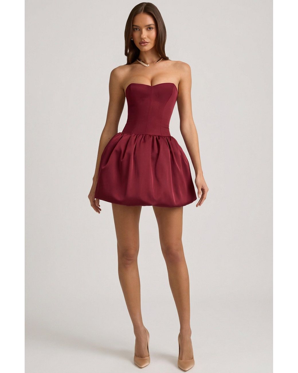 Oh Polly Red Convertible Bow-Detail Bubble Hem Midaxi Dress