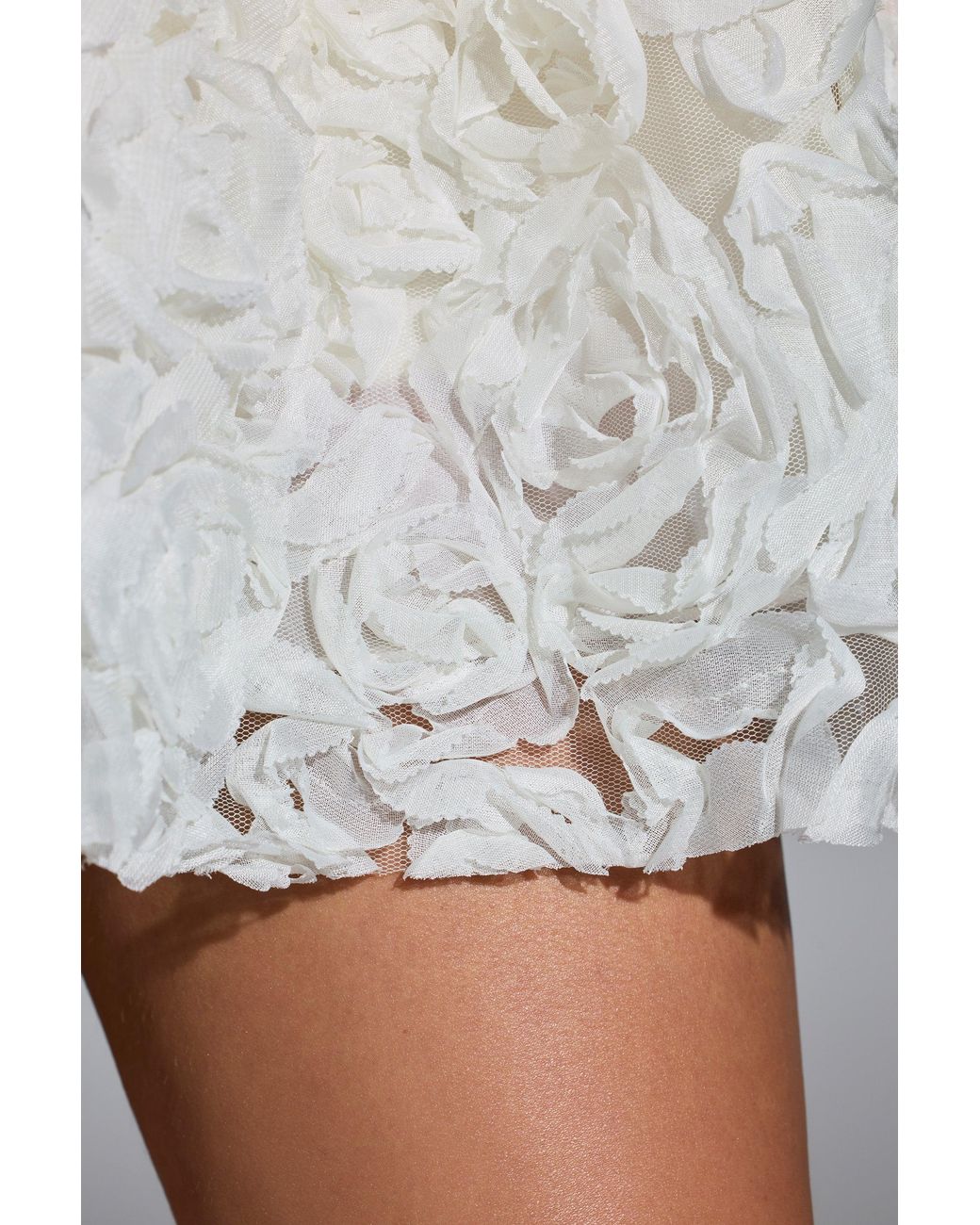 Oh Polly White Embellished Floral-Appliqué Lace-Up Mini Dress