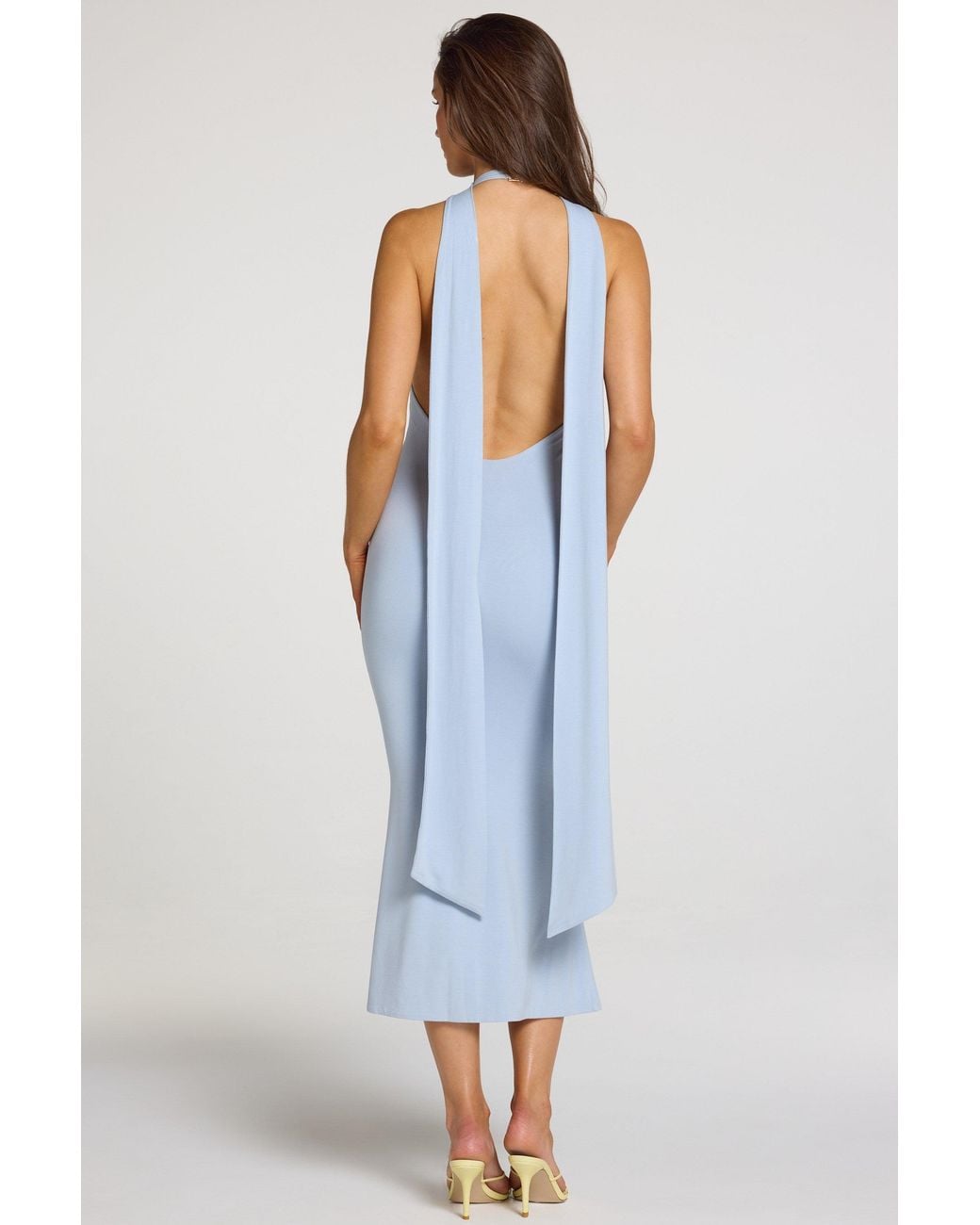 Oh Polly Blue Modal Halterneck Midaxi Dress