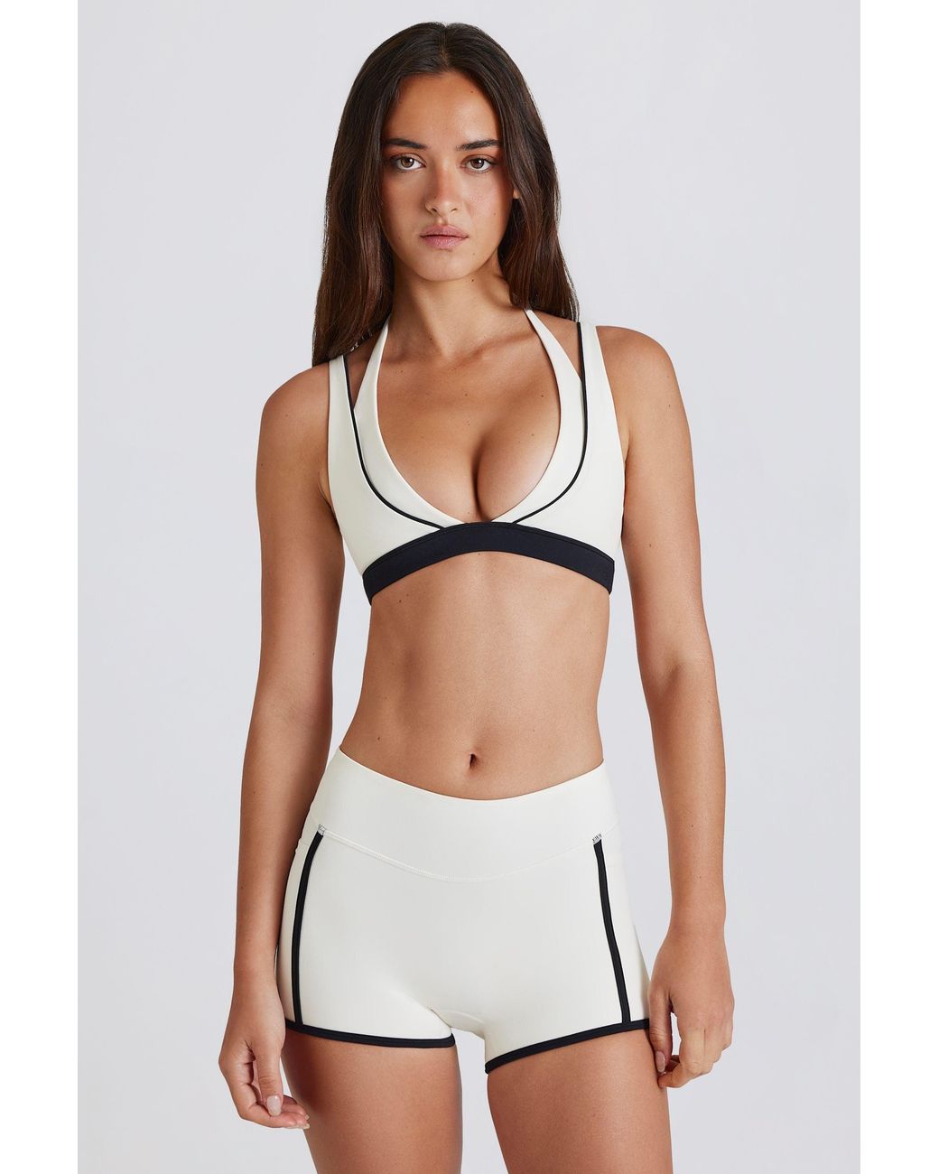 BO+TEE White Soft Active Contrast Mini Shorts