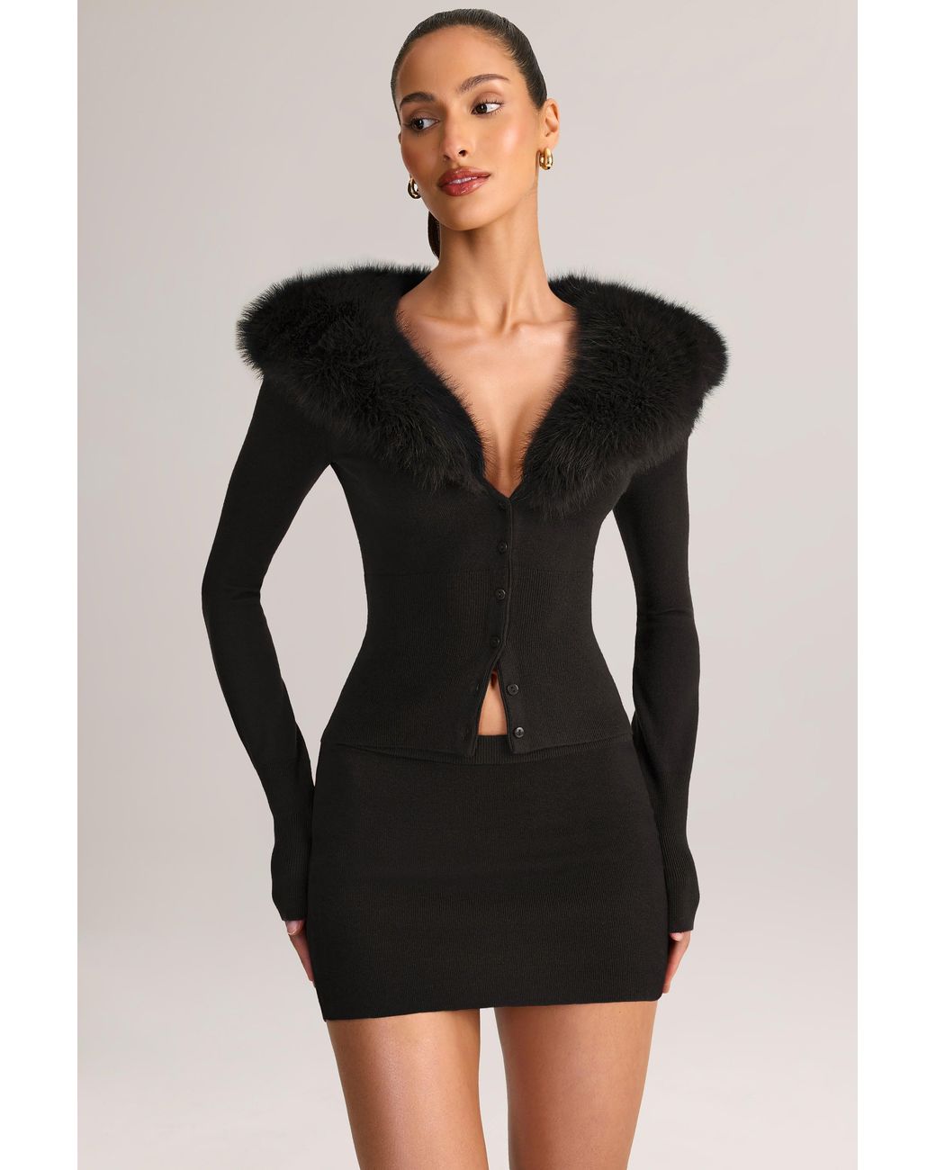 Oh Polly Black Knit Mid-Rise Mini Skirt