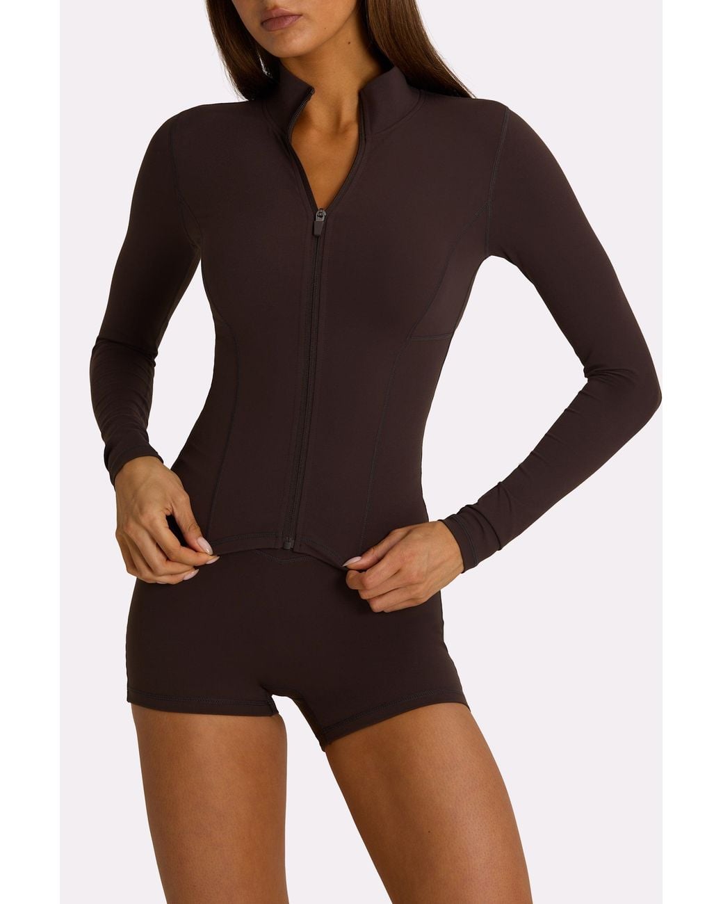 BO+TEE Brown Soft Active Zip-Up Jacket