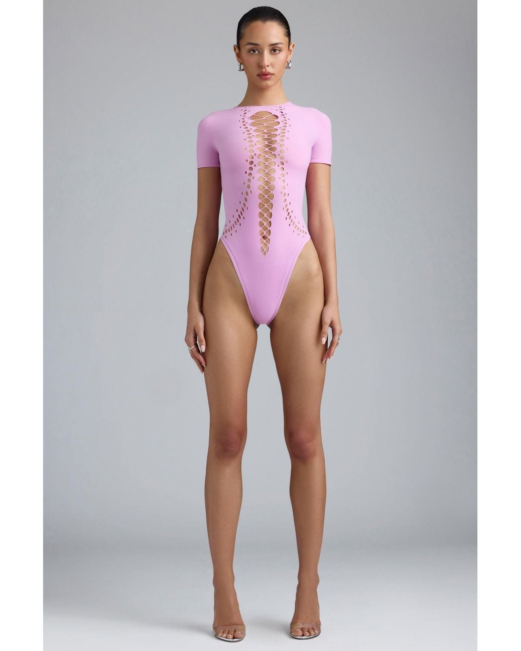 Oh Polly Pink Lace-Up Bodysuit