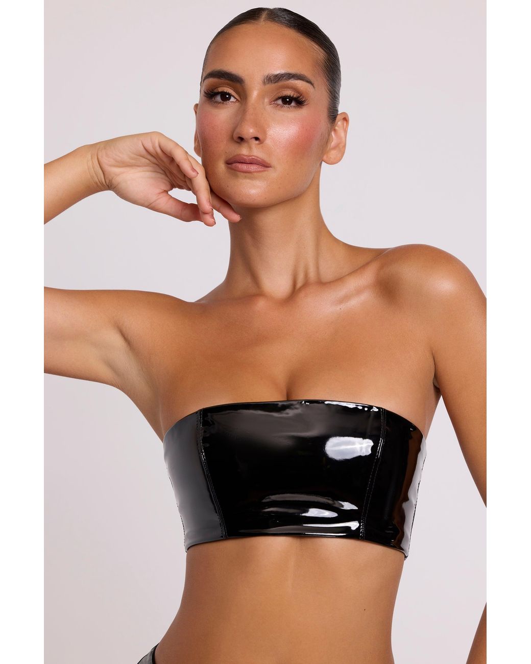 Oh Polly Black Vinyl Bandeau Bralette