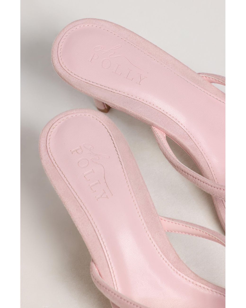 Oh Polly Pink Heeled Thong Sandals