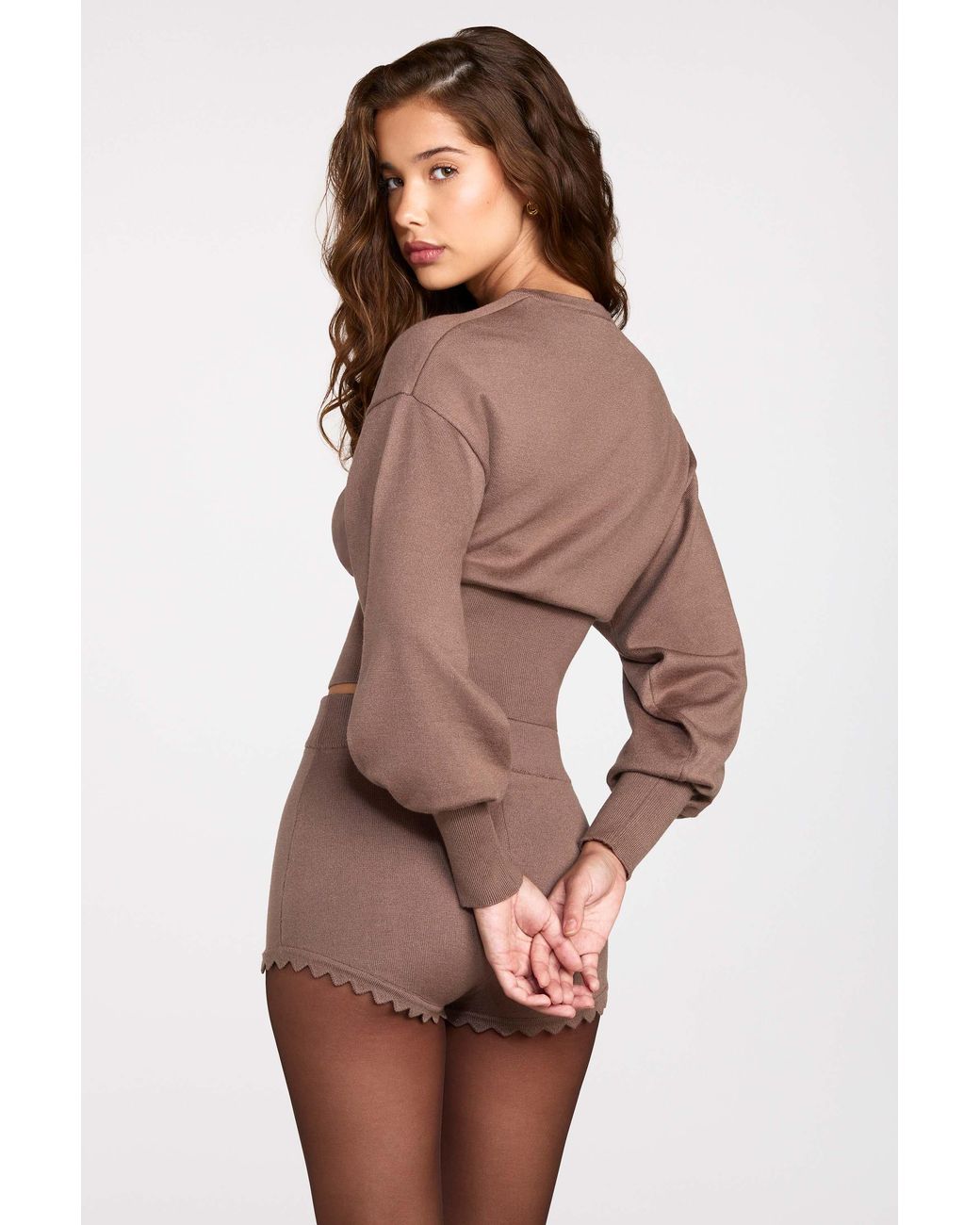 Oh Polly Brown Knit Long-Sleeve Cardigan