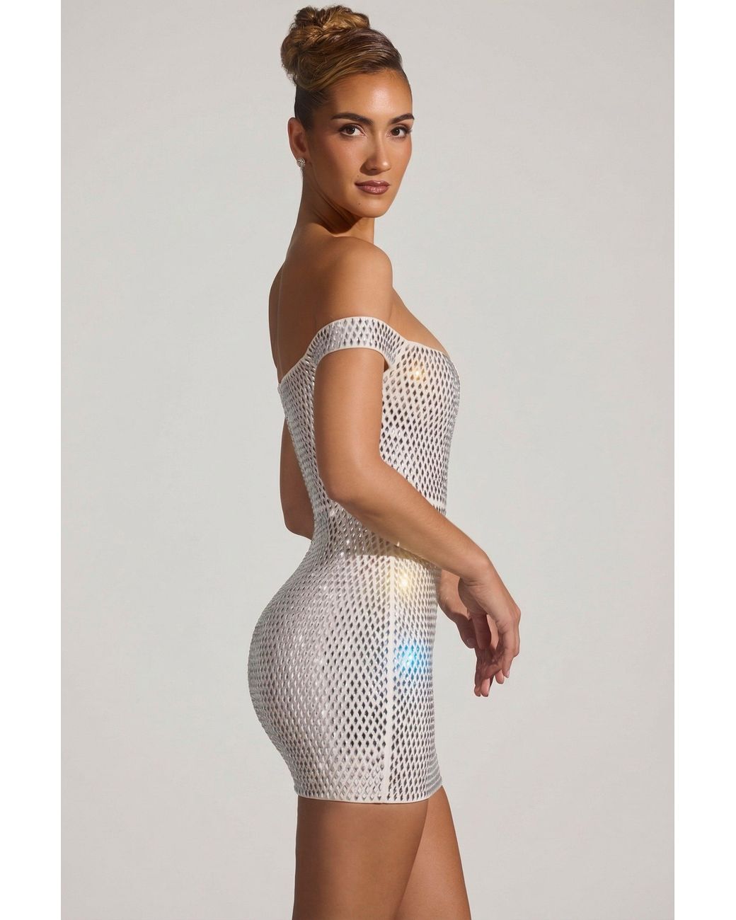 Oh Polly White Embellished Off-Shoulder Mini Dress
