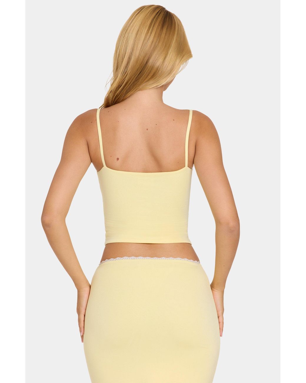 Oh Polly Yellow Modal Lace-Trim Top