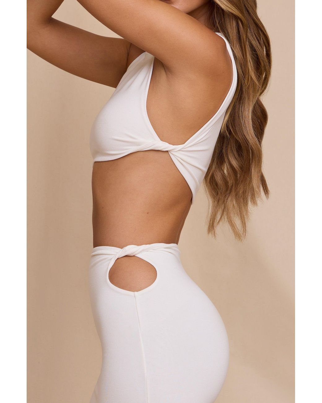 Oh Polly White High Neck Twist Crop Top