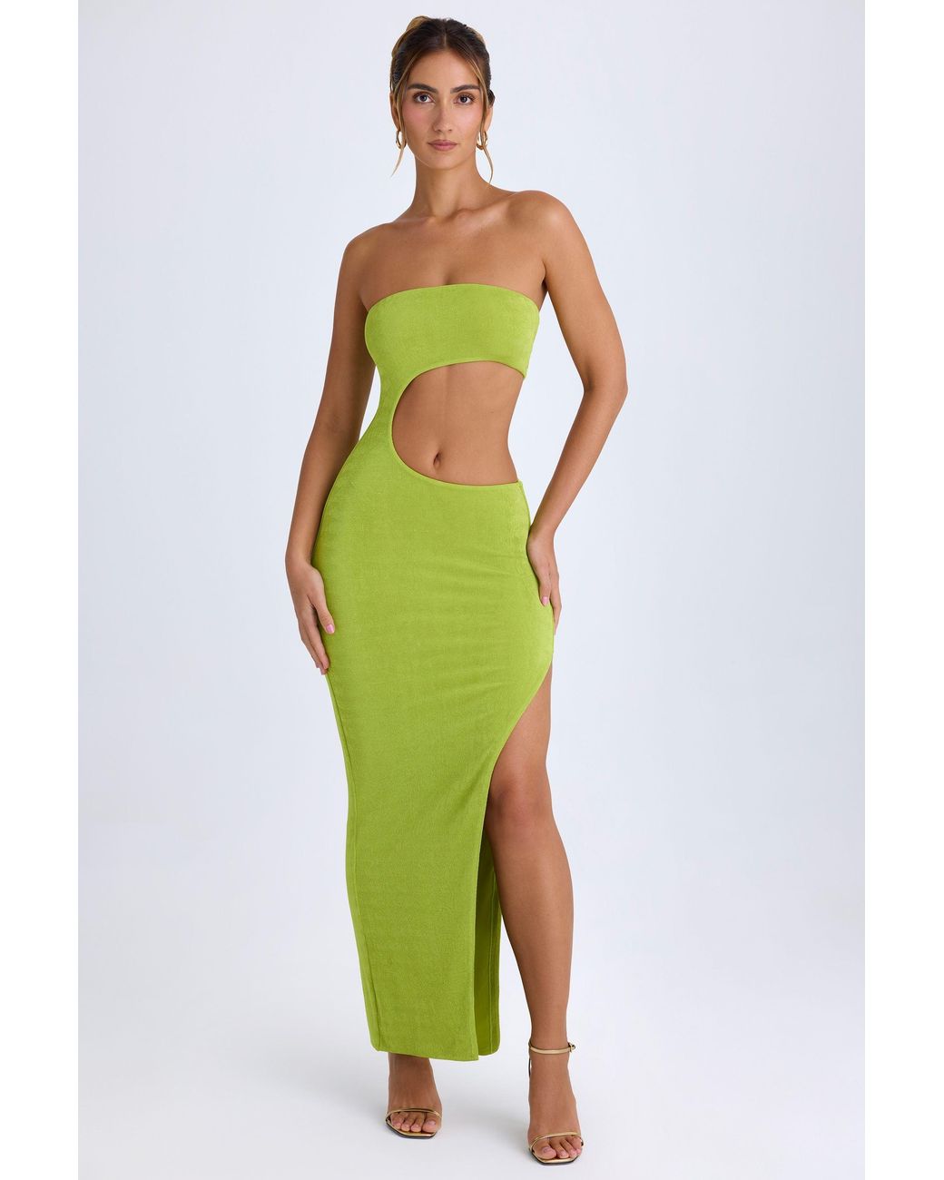 Oh Polly Green Cut-Out Bandeau Maxi Dress