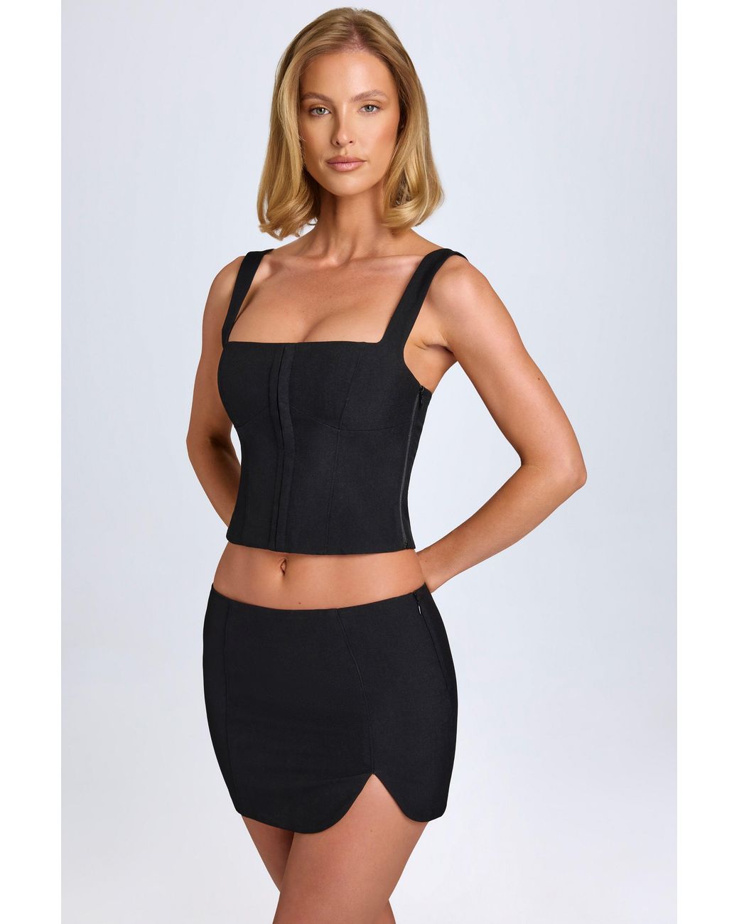 Oh Polly Black Hook-And-Eye Corset Top