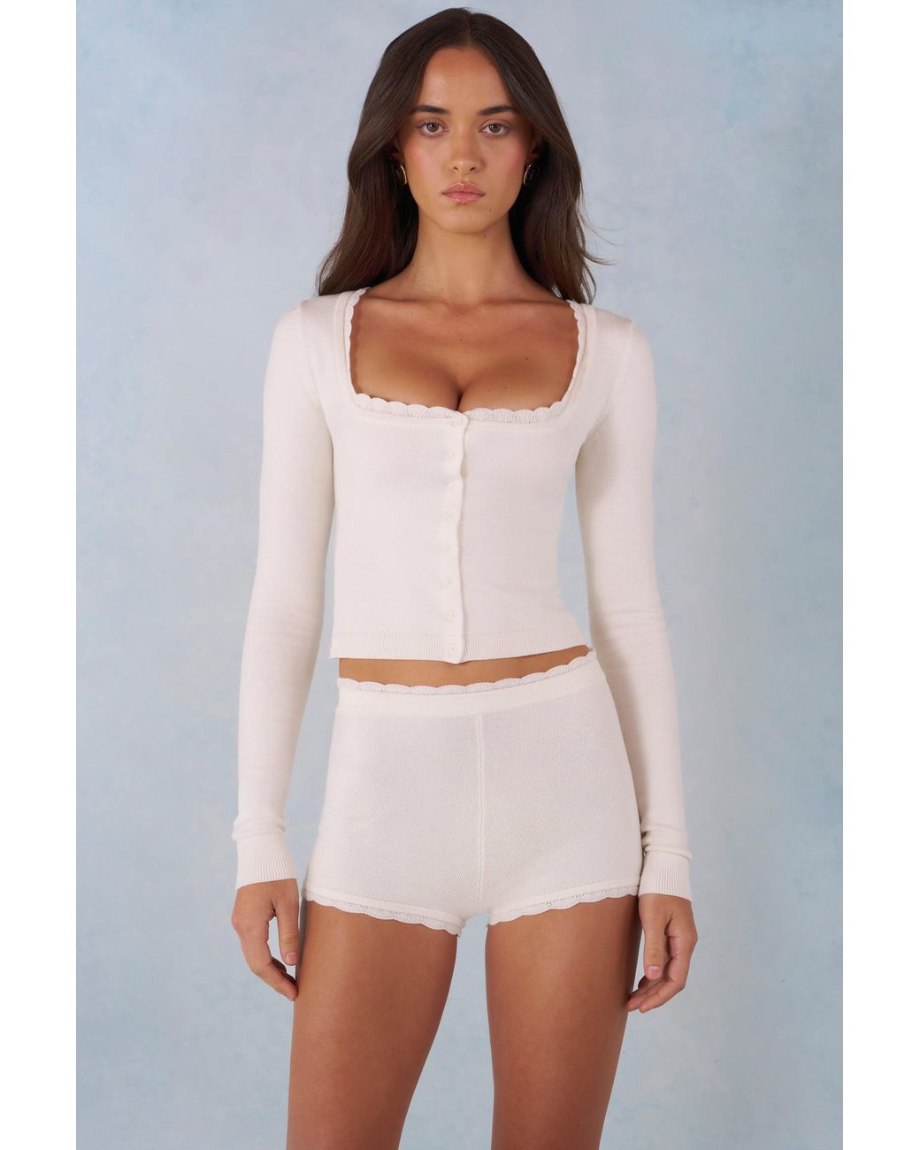 Oh Polly White Knit Long-Sleeve Cardigan