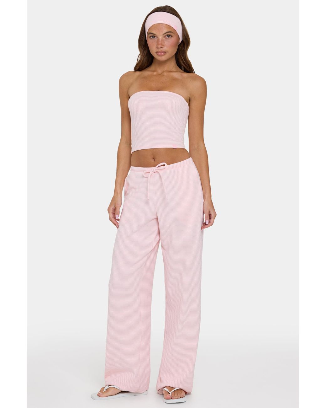 BO+TEE Pink Ribbed Jersey Low-Rise Trousers