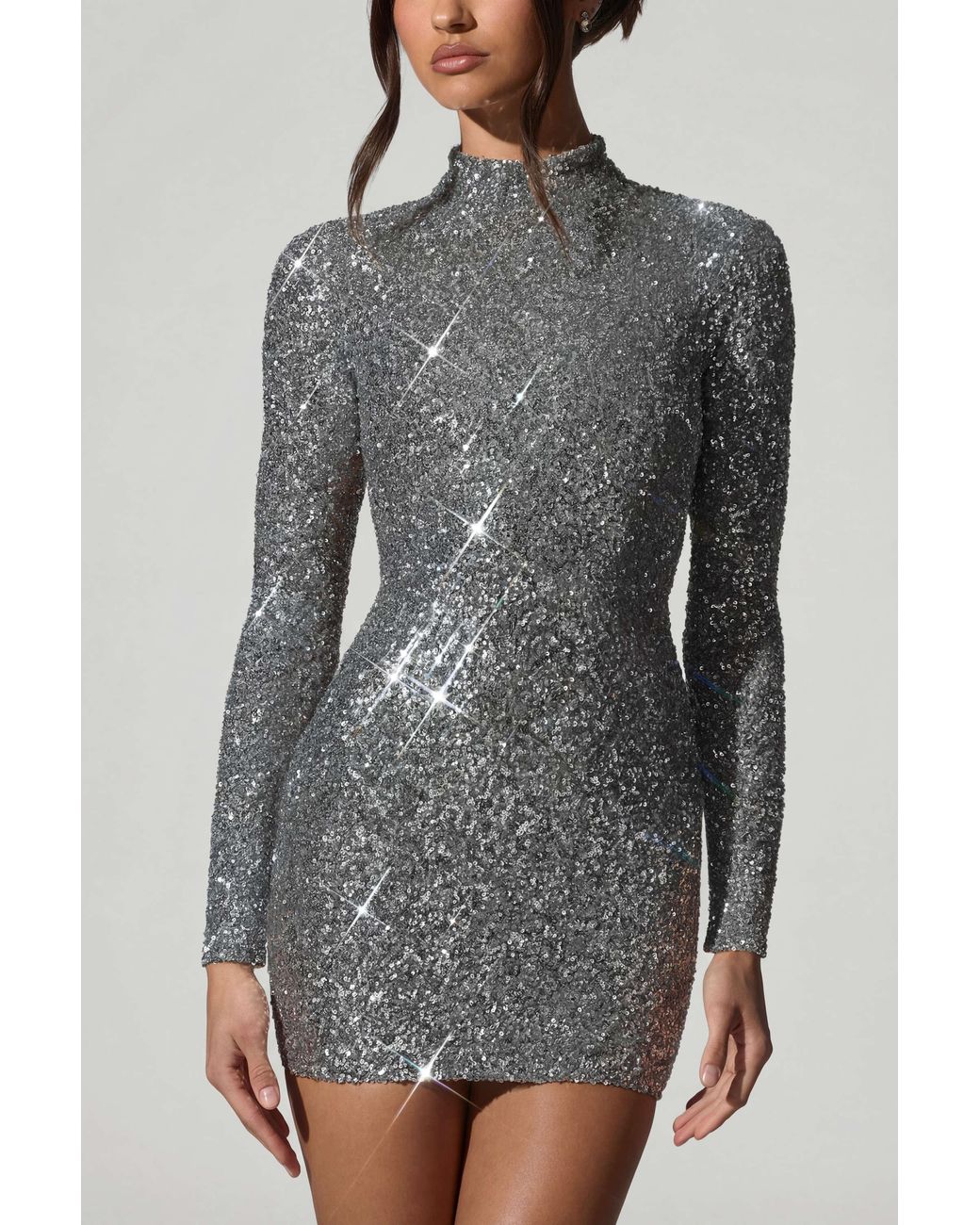 Oh Polly Metallic Embellished Open-Back Mini Dress