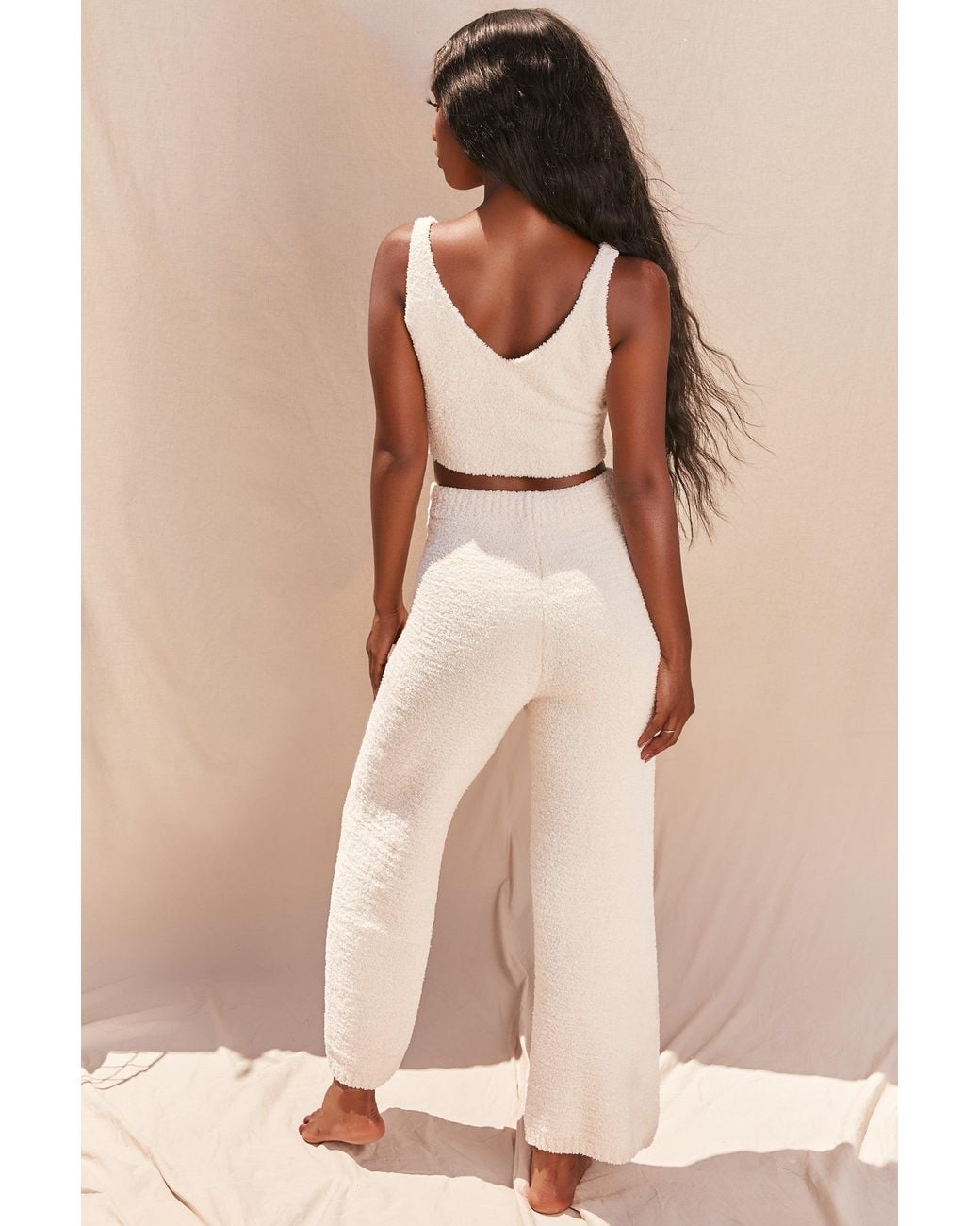 EBY White Cosy V Neck Tank Top
