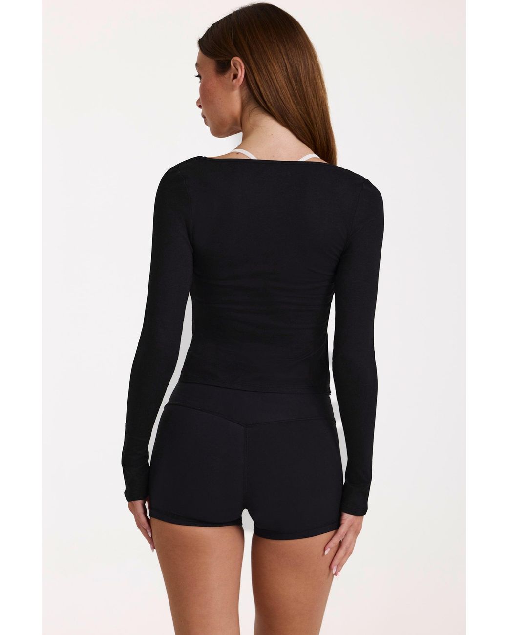 BO+TEE Black Buttercloud Tie-Front Top