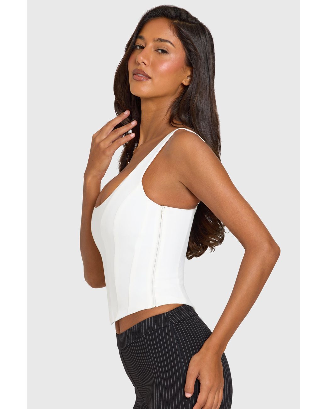 Oh Polly White Ponte Corset Top