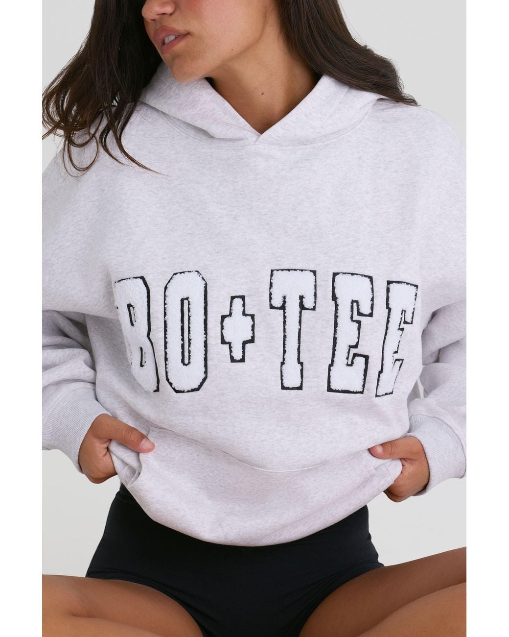 BO+TEE Gray Soft Cotton Jersey Oversized Hoodie