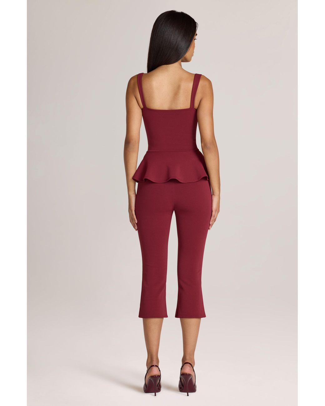 Oh Polly Red Ponte Capri Trousers