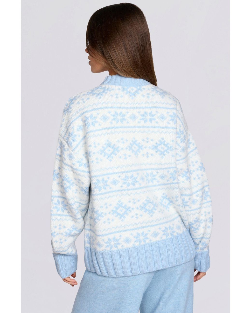 BO+TEE Blue Jacquard-Knit Oversized Jumper