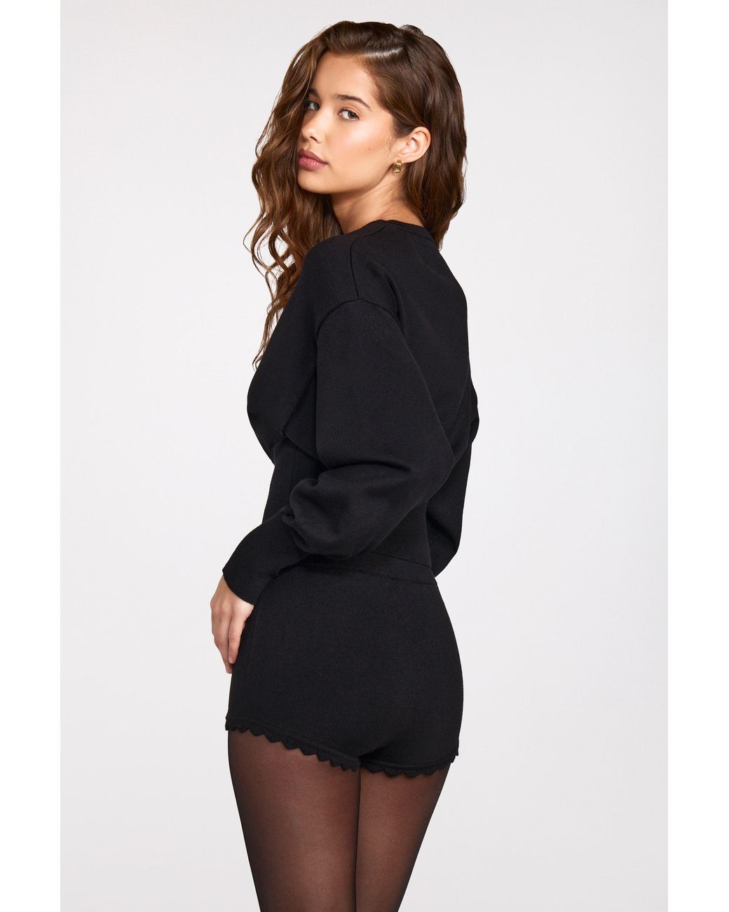 Oh Polly Black Knit Long-Sleeve Cardigan