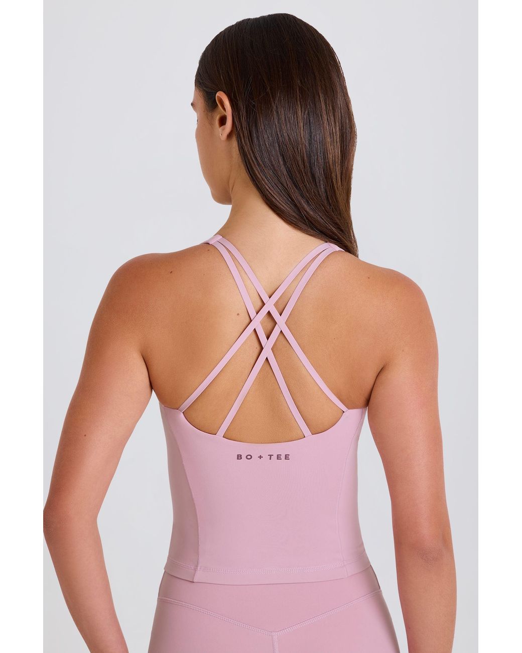 BO+TEE Pink Crossback Longline Tank Top