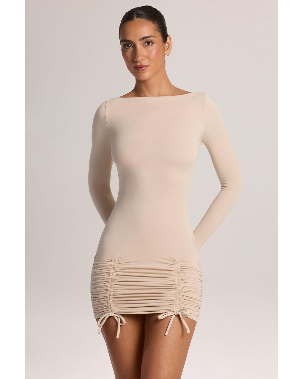 Oh Polly Natural Modal Long-Sleeve Mini Dress