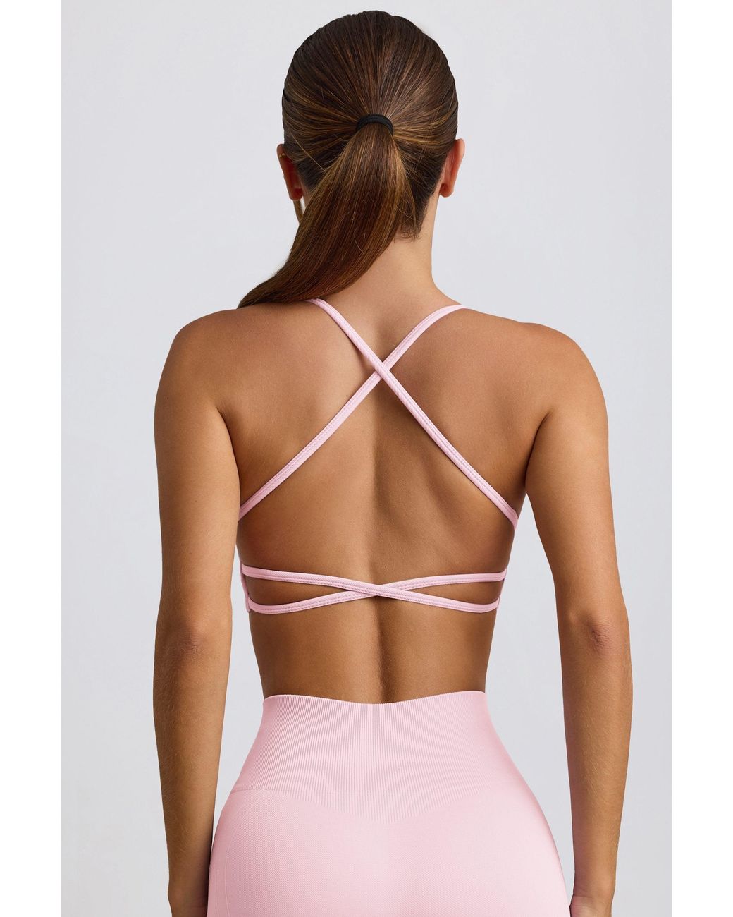 BO+TEE Pink Super Sculpt Seamless Backless Sports Bra