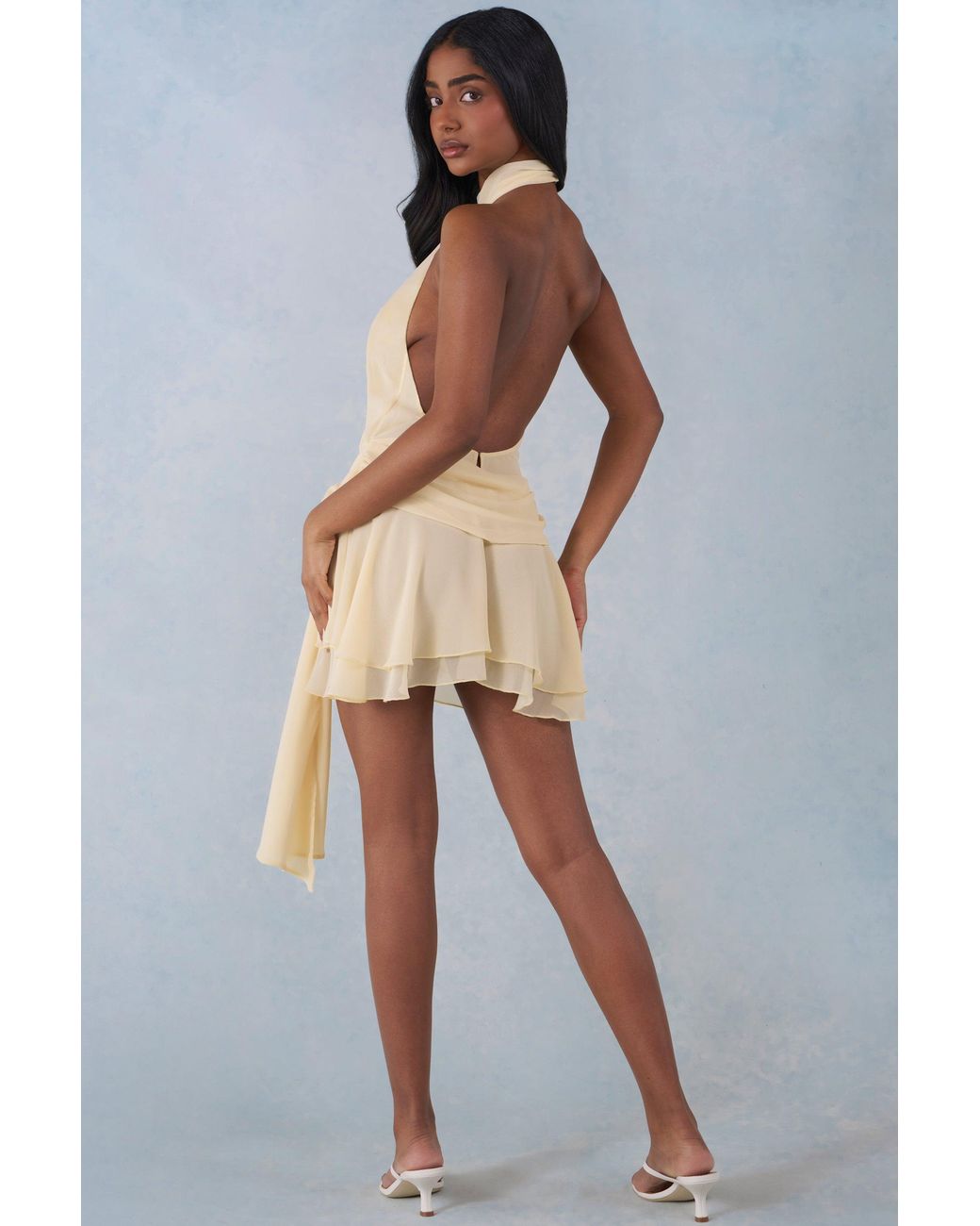 Oh Polly Yellow Halterneck Mini Dress