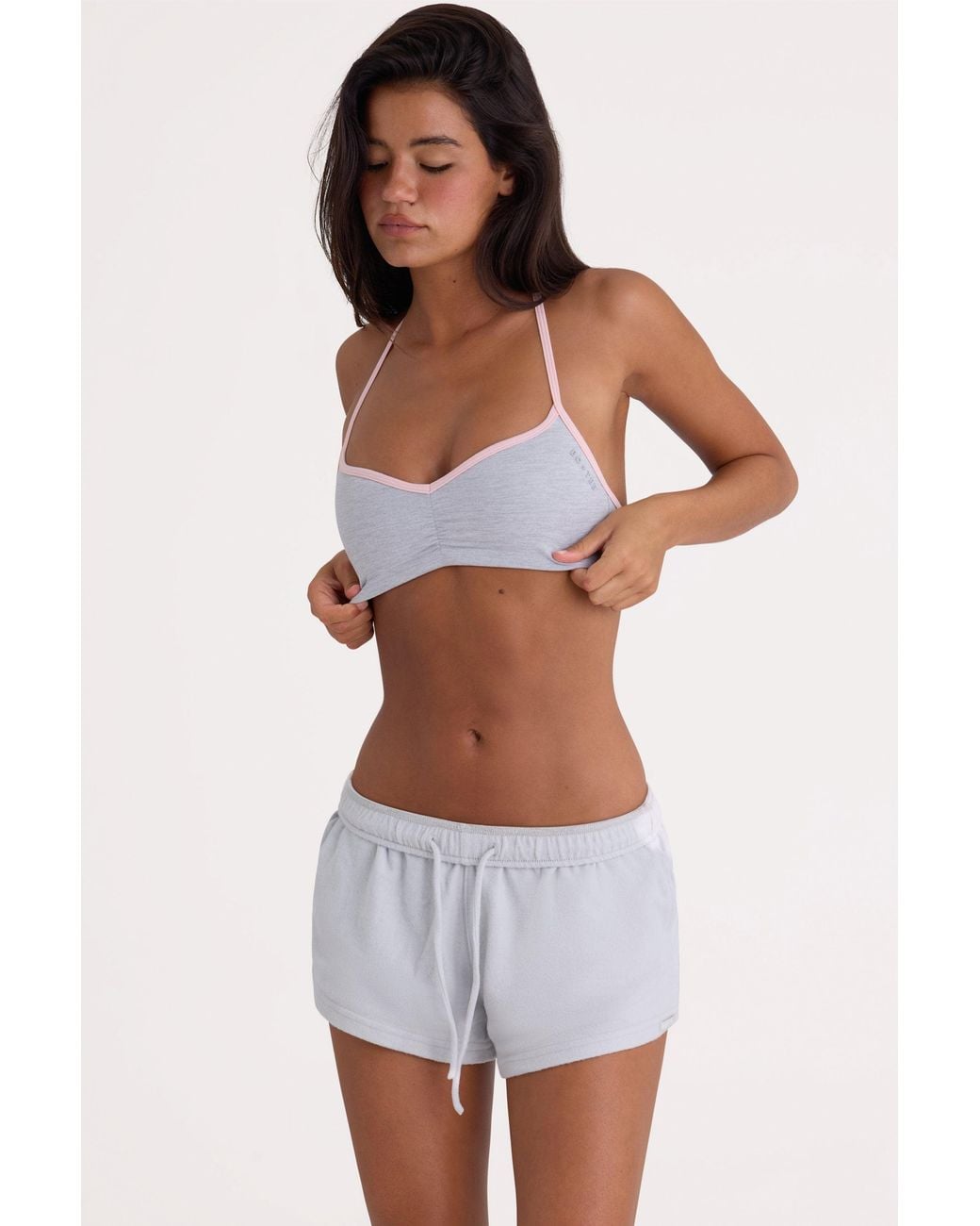BO+TEE Gray Brushed Jersey Elasticated Mini Shorts