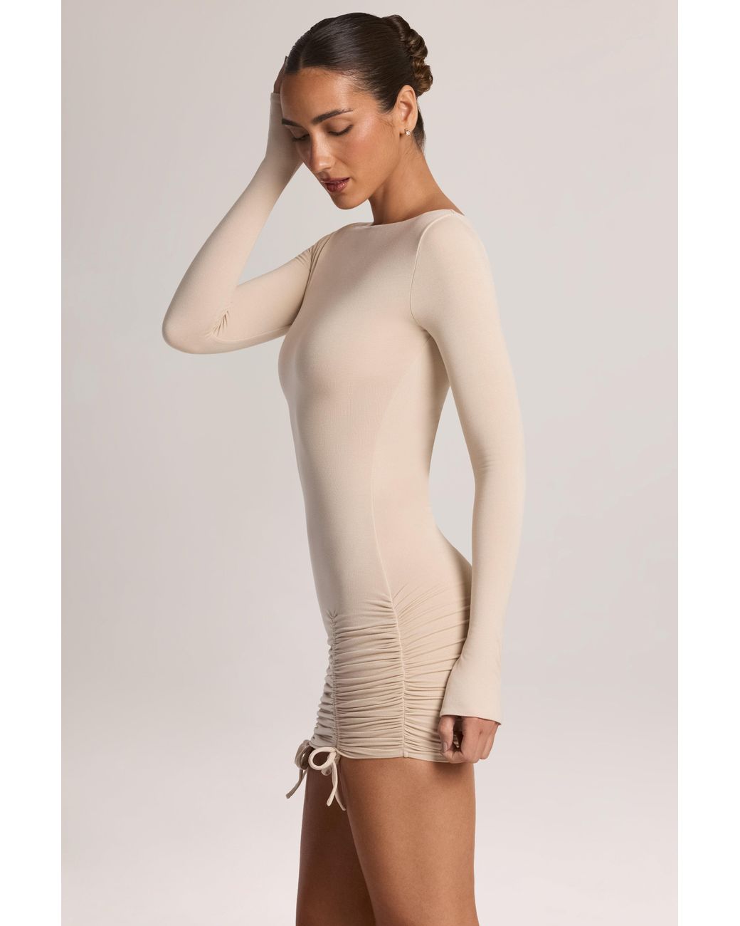 Oh Polly Natural Modal Long-Sleeve Mini Dress