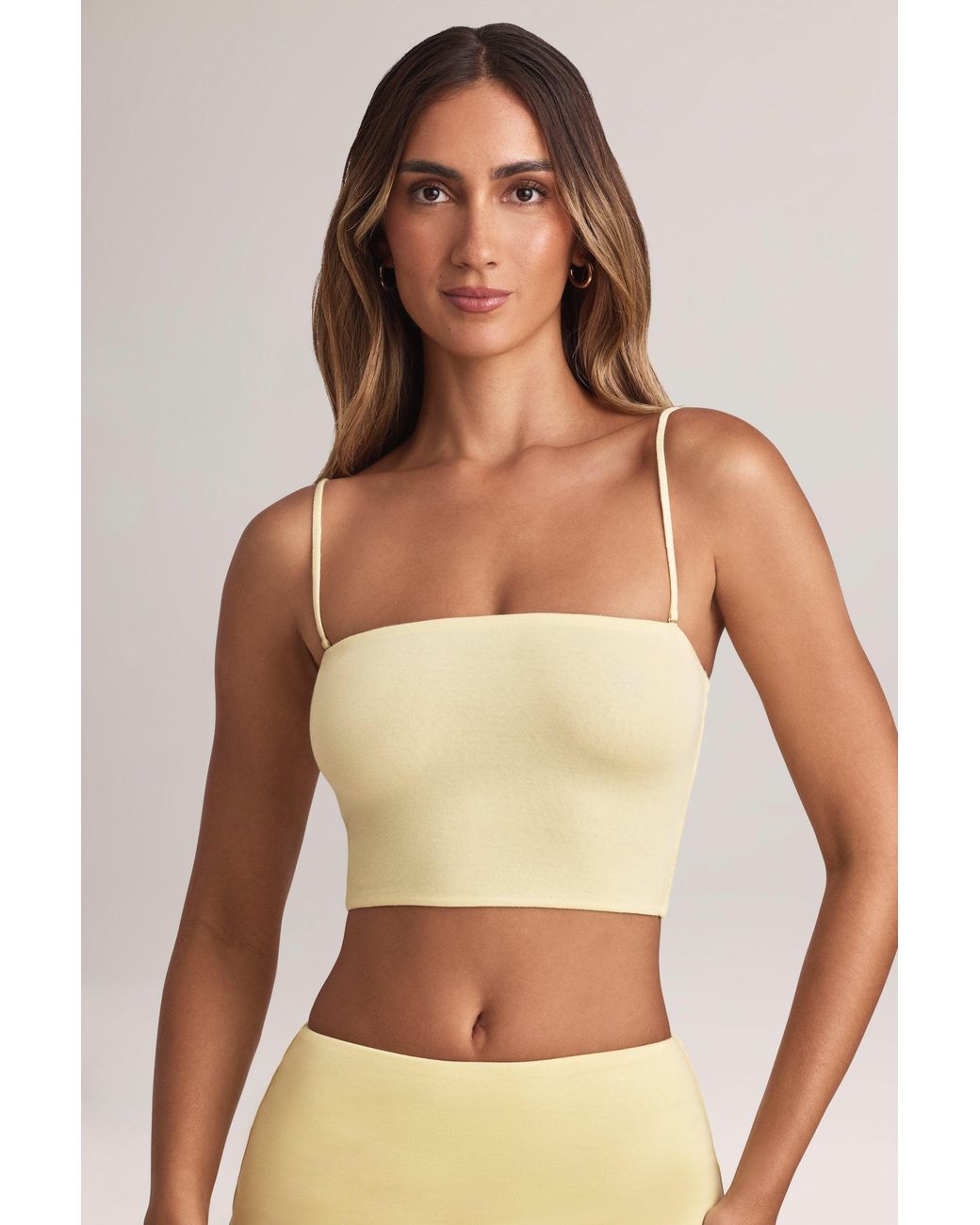 Oh Polly Yellow Modal Strapless Crop Top
