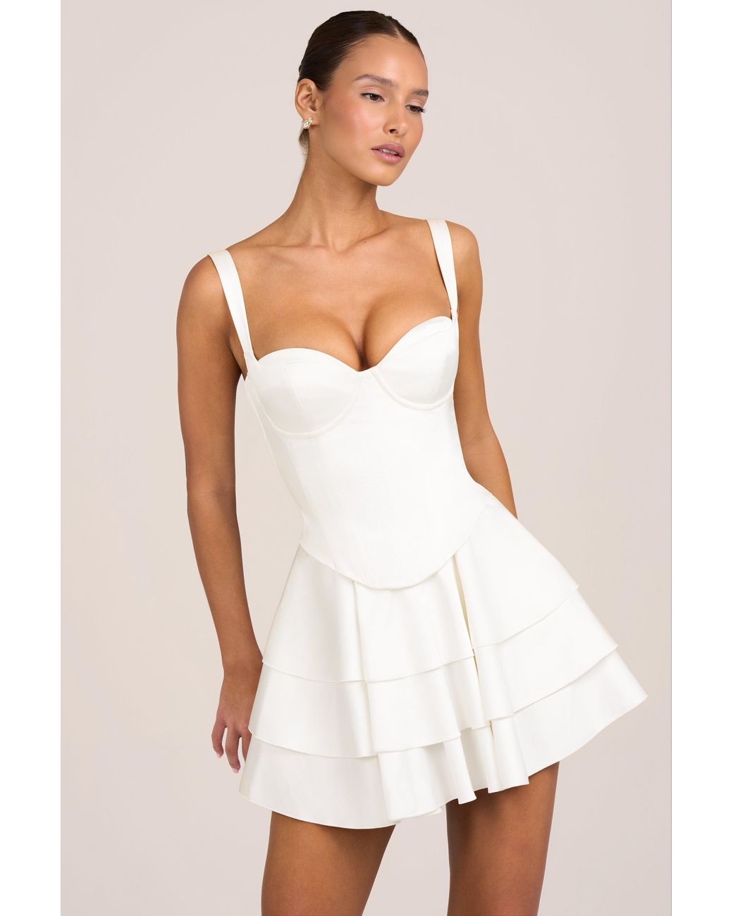Oh Polly White Satin Corset Mini Dress