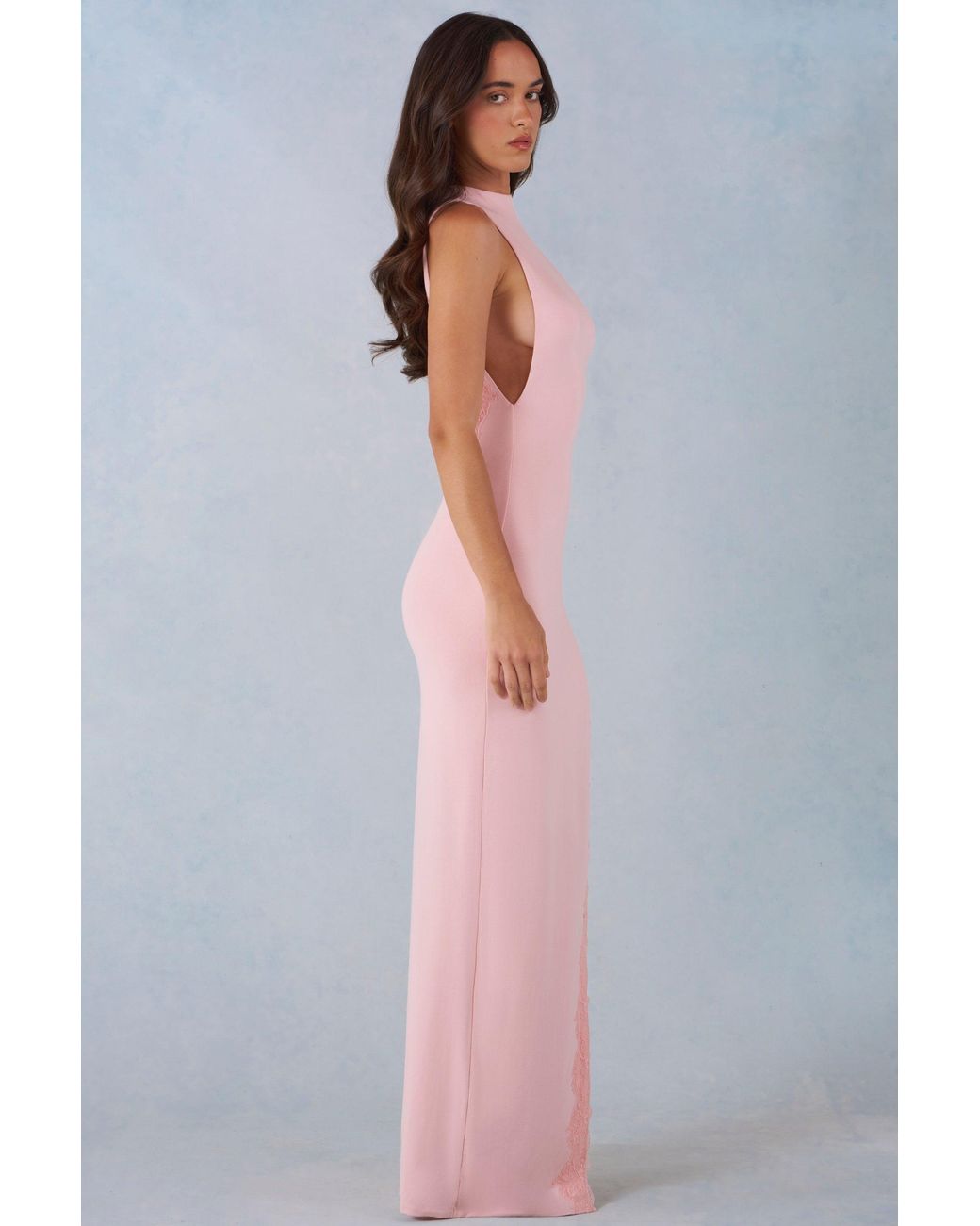 Oh Polly Pink Modal Halterneck Maxi Dress