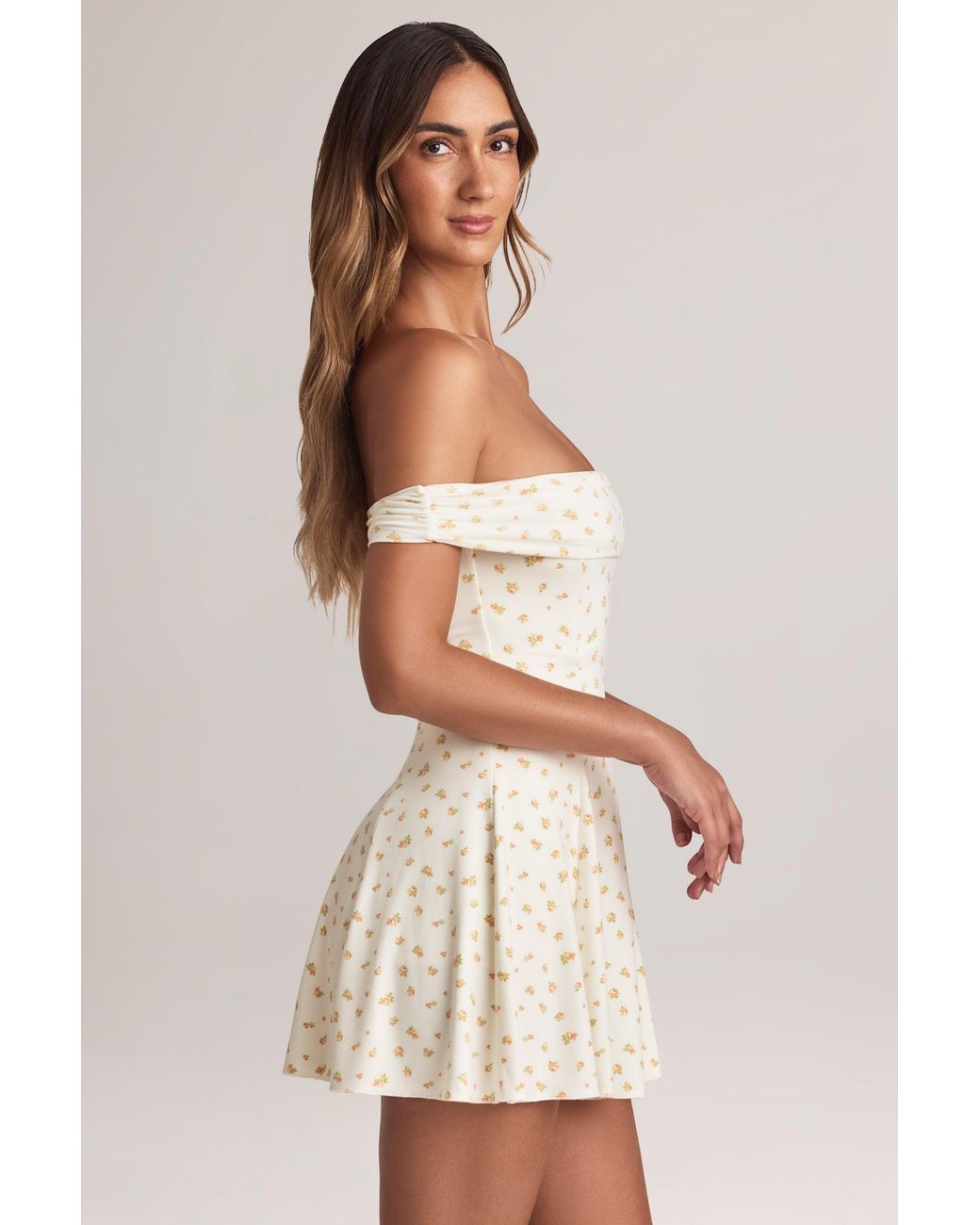 Oh Polly Multicolor Modal Off-Shoulder A-Line Mini Dress