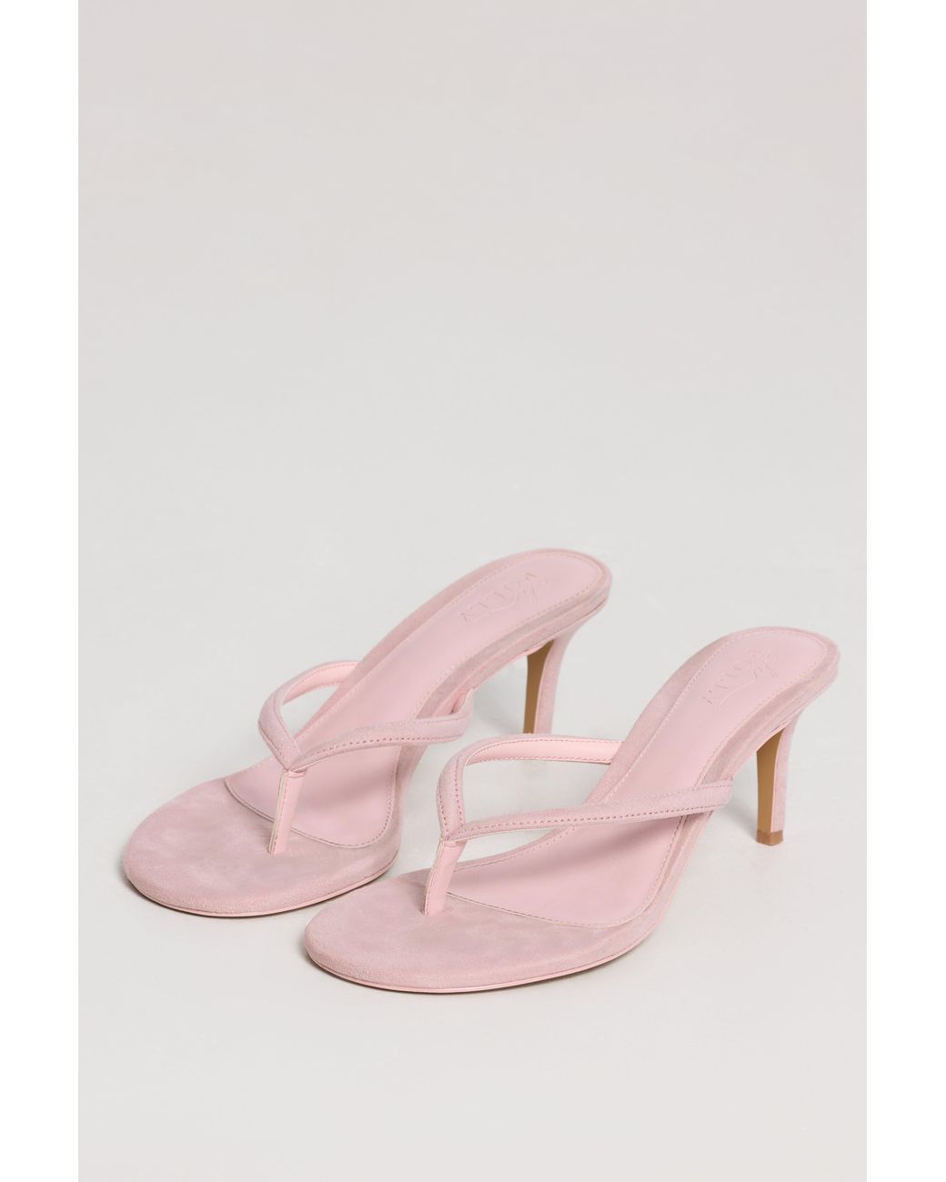 Oh Polly Pink Heeled Thong Sandals